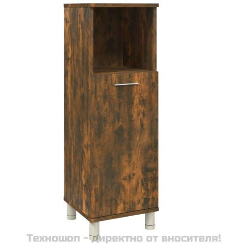 Шкаф за баня, опушен дъб, 30x30x95 см, инженерно дърво