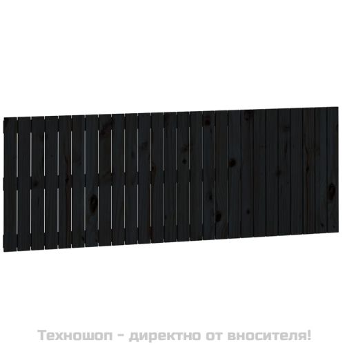 Стенна табла за спалня, черна, 166x3x60 см, борово дърво масив