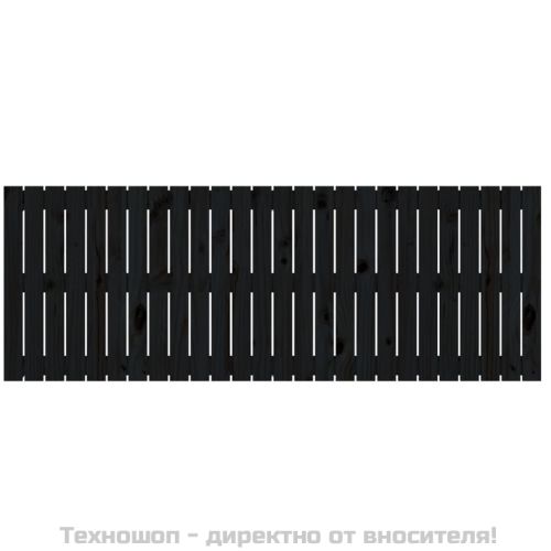 Стенна табла за спалня, черна, 166x3x60 см, борово дърво масив