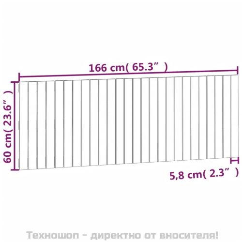 Стенна табла за спалня, черна, 166x3x60 см, борово дърво масив