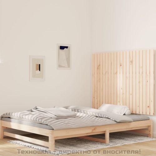 Стенна табла за спалня, 127,5x3x90 см, борово дърво масив