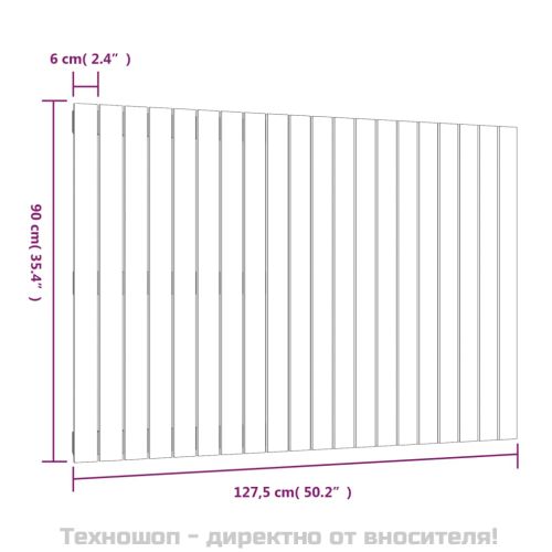 Стенна табла за спалня, 127,5x3x90 см, борово дърво масив