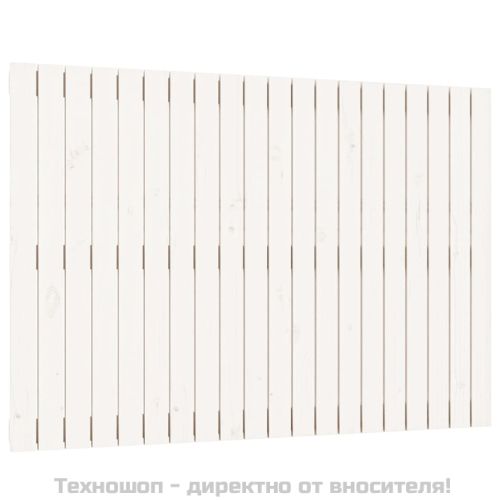 Стенна табла за спалня, бяла, 127,5x3x90 см, борово дърво масив