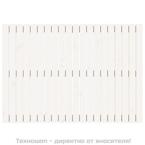 Стенна табла за спалня, бяла, 127,5x3x90 см, борово дърво масив