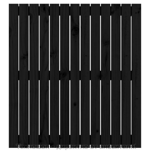 Стенна табла за спалня, черна, 82,5x3x90 см, борово дърво масив