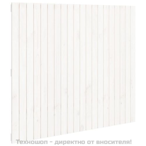 Стенна табла за спалня бяла 127,5x3x110 см борово дърво масив