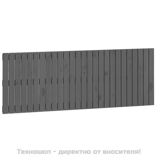 Стенна табла за спалня, сива, 166x3x60 см, борово дърво масив