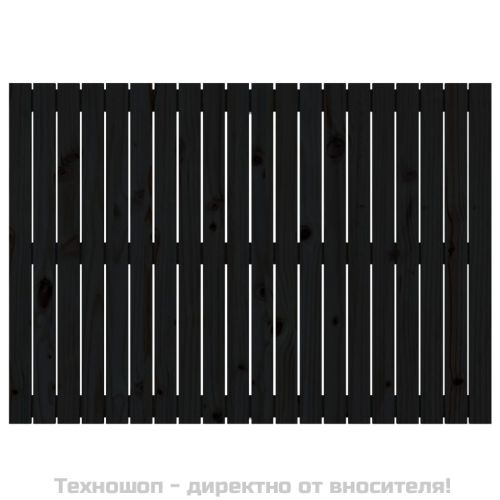 Стенна табла за спалня, черна, 127,5x3x90см, борово дърво масив