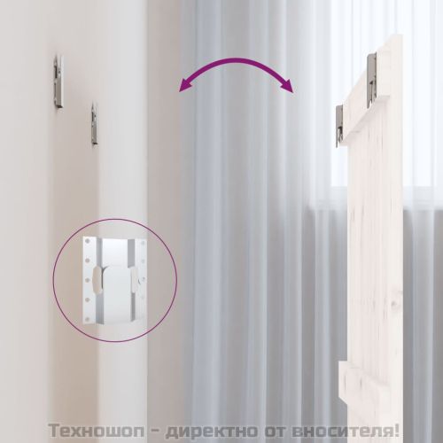 Стенна табла за спалня, бяла, 82,5x3x90 см, борово дърво масив