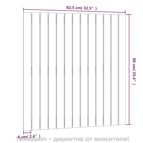 Стенна табла за спалня, бяла, 82,5x3x90 см, борово дърво масив