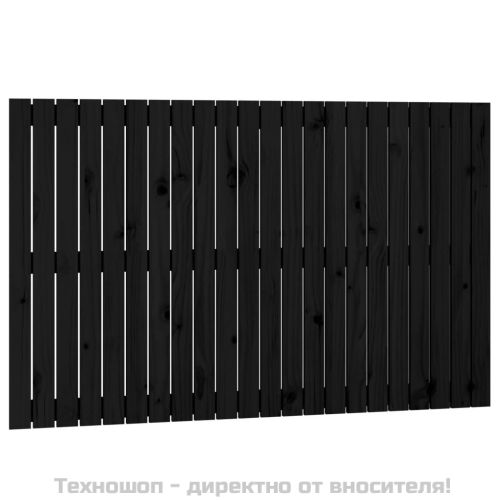 Стенна табла за спалня, черна, 140x3x90 см, борово дърво масив