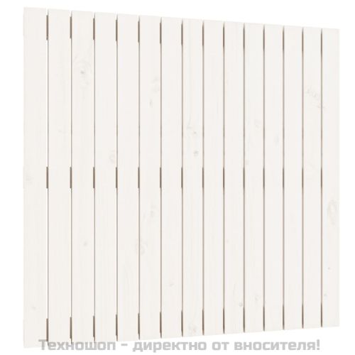 Стенна табла за спалня, бяла, 95,5x3x90 см, борово дърво масив