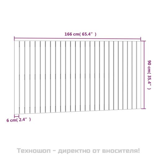 Стенна табла за спалня, 166x3x90 см, борово дърво масив