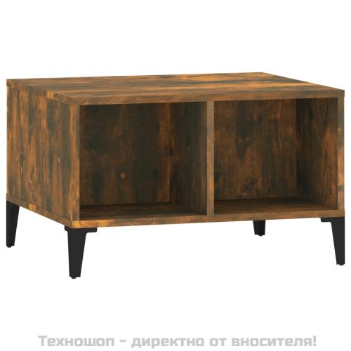 Кафе маса, опушен дъб, 60x50x36,5 см, инженерно дърво