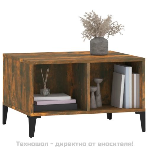 Кафе маса, опушен дъб, 60x50x36,5 см, инженерно дърво