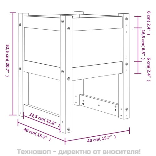 Плантери, 2 бр, 40x40x52,5 см, борово дърво масив