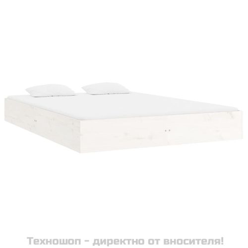 Рамка за легло, бяла, дърво масив, 150x200 cм, King Size