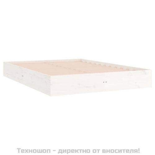 Рамка за легло, бяла, дърво масив, 150x200 cм, King Size