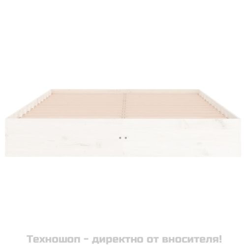 Рамка за легло, бяла, дърво масив, 150x200 cм, King Size