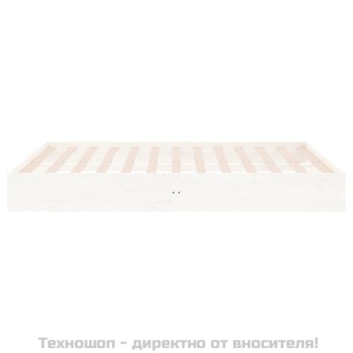 Рамка за легло, бяла, дърво масив, 150x200 cм, King Size