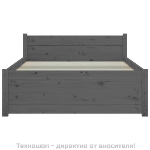 Рамка за легло, сива, дърво масив, 75x190 см, Small Single