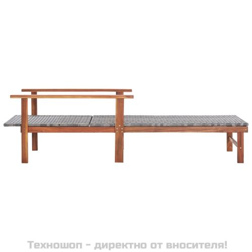 Шезлонг, полиратан и акация масив, сив