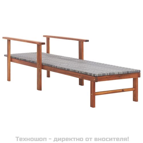 Шезлонг, полиратан и акация масив, сив