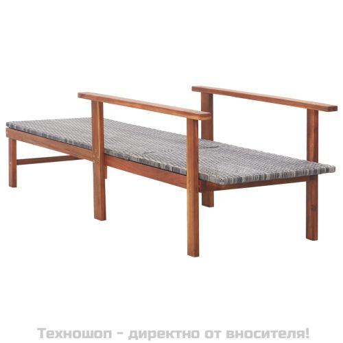 Шезлонг, полиратан и акация масив, сив