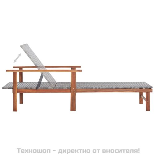 Шезлонг, полиратан и акация масив, сив