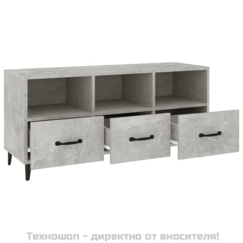 ТВ шкаф, бетонно сив, 102x35x50 см, инженерно дърво