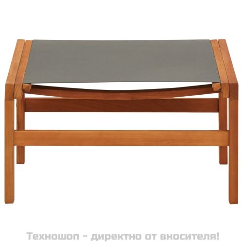 Градински стол с подложка за крака сив евкалипт масив textilene