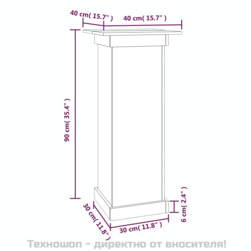 Поставка за цветя, 40x40x90 см, бор масив