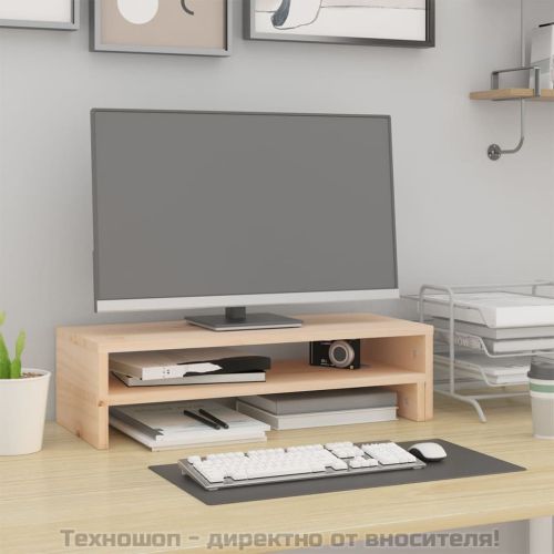 Поставка за монитор, (52-101)x22x14 см, бор масив