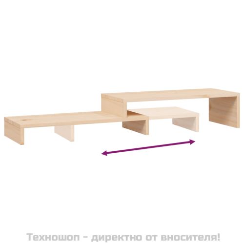 Поставка за монитор, (52-101)x22x14 см, бор масив