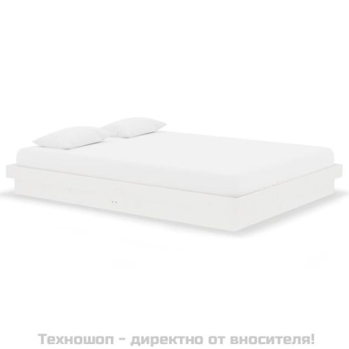 Рамка за легло, бяла, дърво масив, 135x190 cм, Double