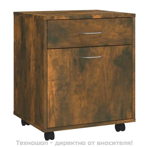 Шкаф с колелца, опушен дъб, 45x38x54 см, инженерно дърво