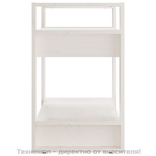 Библиотека/разделител за стая, бяла, 60x35x57 см, бор масив
