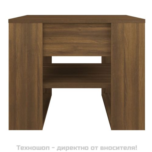 Кафе маса, кафяв дъб, 55,5x55x45 см, инженерно дърво
