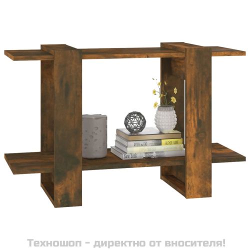 Библиотека/разделител за стая, опушен дъб, 80x30x51 см