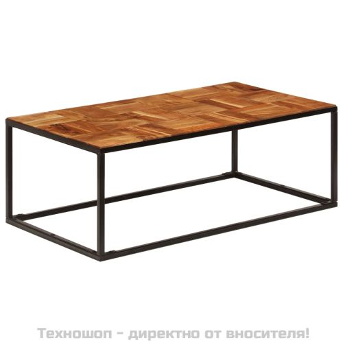Маса за кафе, 110x60x40 см, акациево дърво масив и стомана