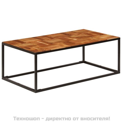 Маса за кафе, 110x60x40 см, акациево дърво масив и стомана