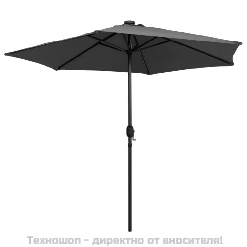 Градински чадър с LED светлини и алуминиев прът 270 см антрацит