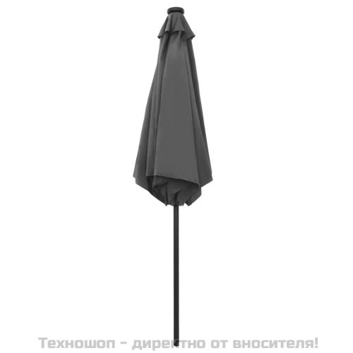 Градински чадър с LED светлини и алуминиев прът 270 см антрацит