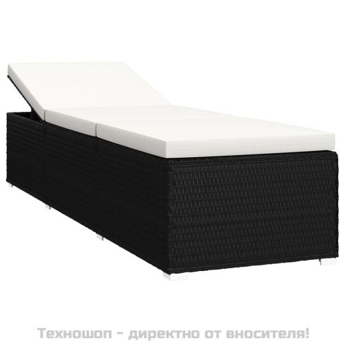 Шезлонг с шалте и маса за чай, полиратан, кремавобял