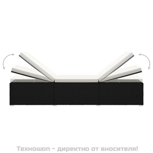 Шезлонг с шалте и маса за чай, полиратан, кремавобял