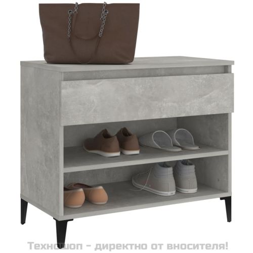 Шкаф за обувки, бетонно сив, 70x36x60 см, инженерно дърво