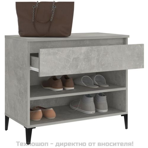 Шкаф за обувки, бетонно сив, 70x36x60 см, инженерно дърво