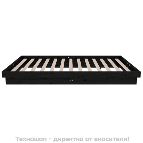 Рамка за легло, черна, масивно дърво, 120х200 см