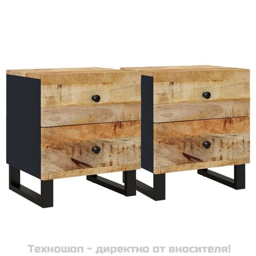 Нощни шкафчета, 2 бр, 40x33x46 см, манго масив