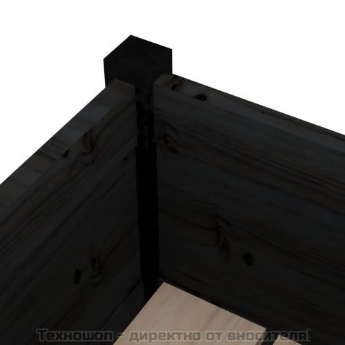 Градински сандък, черен, 31x31x70 см, борово дърво масив